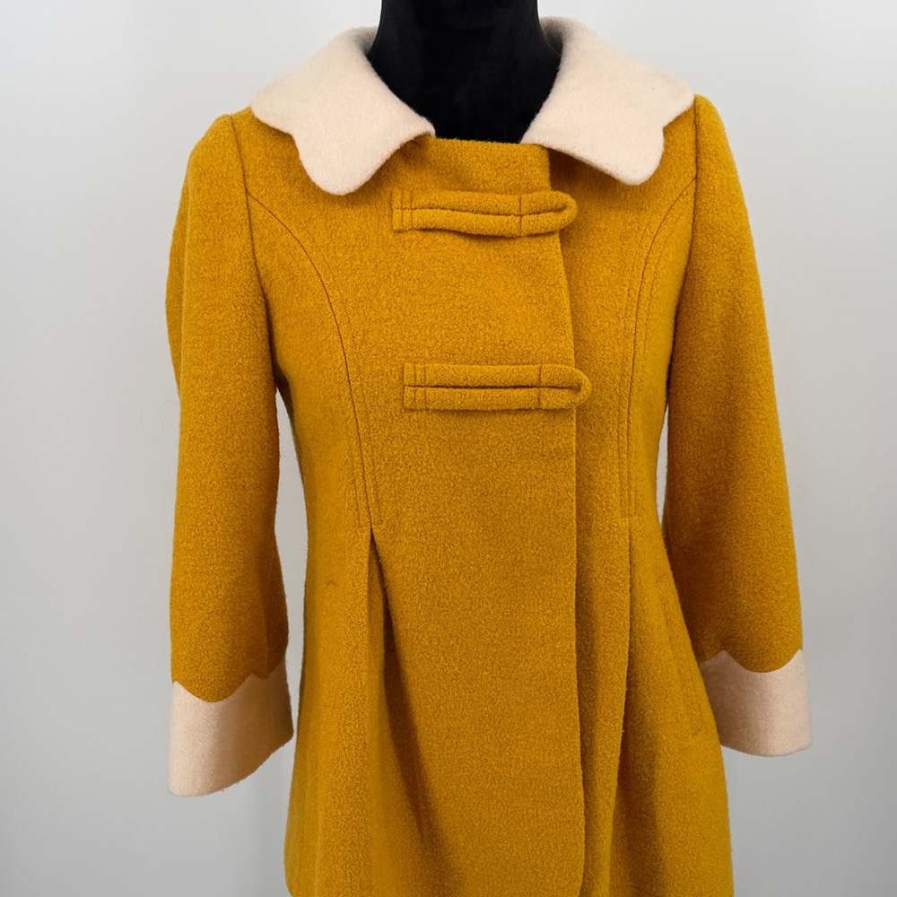 OS-LI DU Dark gold yellow Women's coat pea coat shirt size small medium